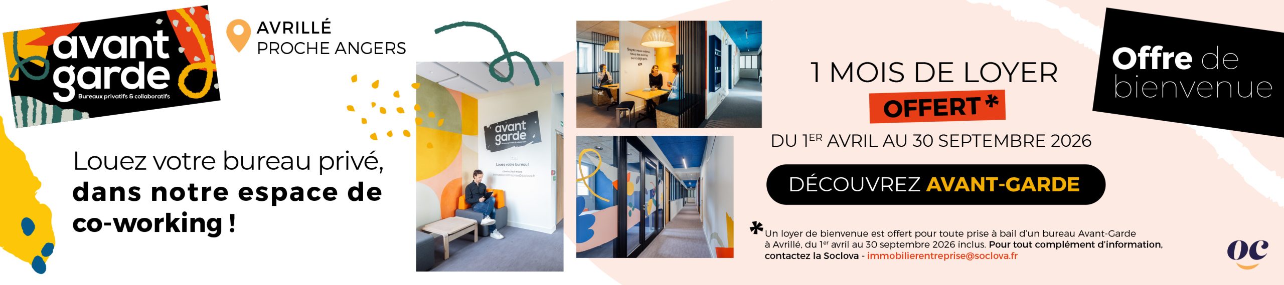 bannière Avant Garde Soclova promo 2026 location bureaux privatifs